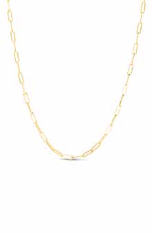 Queen Jewels 14K Gold Paper Clip Chain Necklace