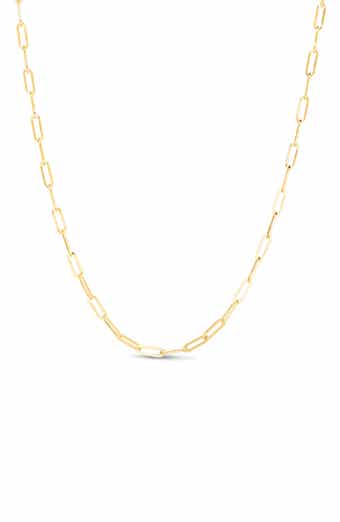 Queen Jewels 14K Gold Paper Clip Chain Necklace