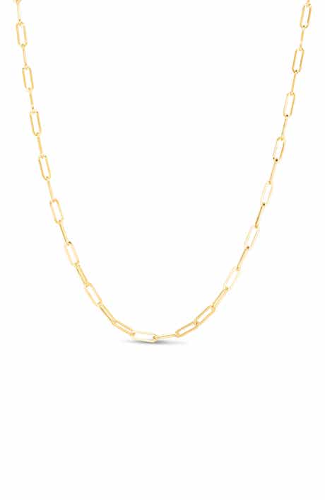 Queen Jewels 14K Gold Paper Clip Chain Necklace