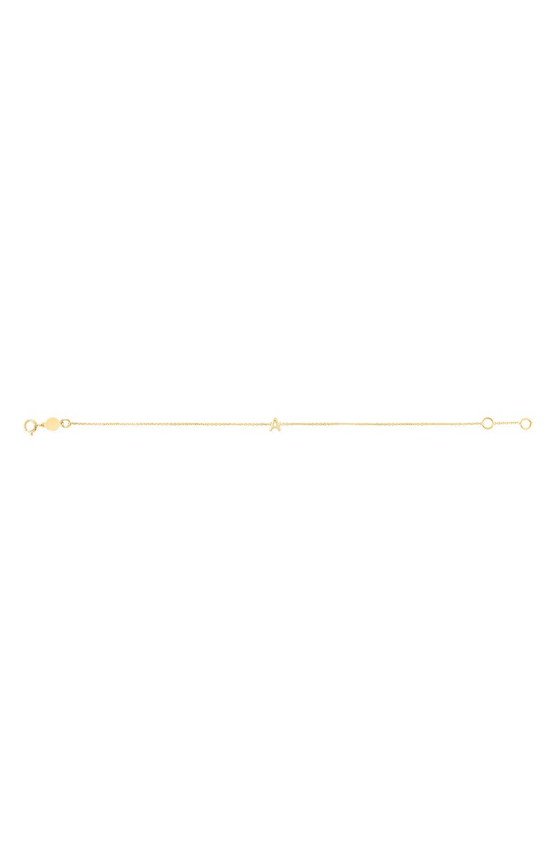 KARAT RUSH 14K Gold Initial A Bracelet, Main, color, 
