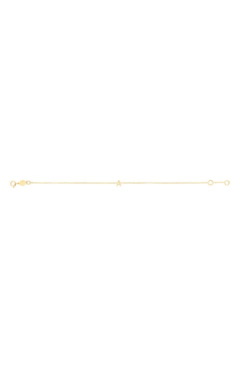 14K Gold Initial A Bracelet