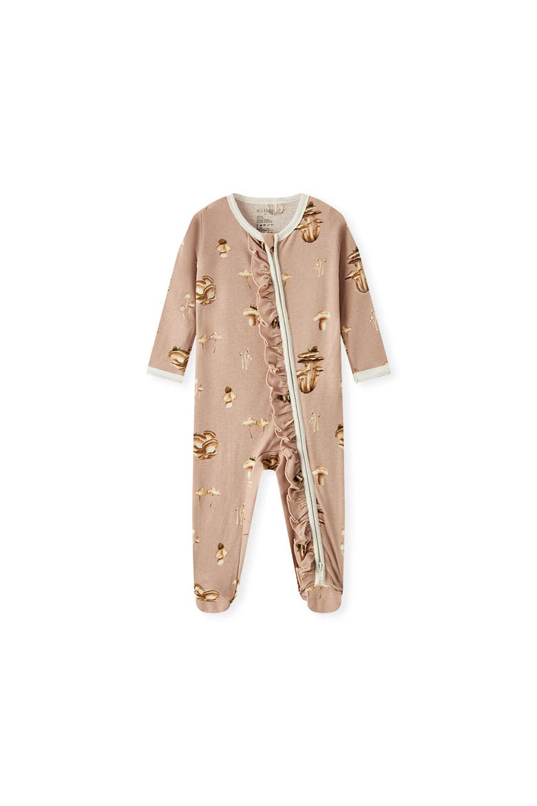 Organic Cotton Ruffle Footed Romper, Main, color, Mushroom