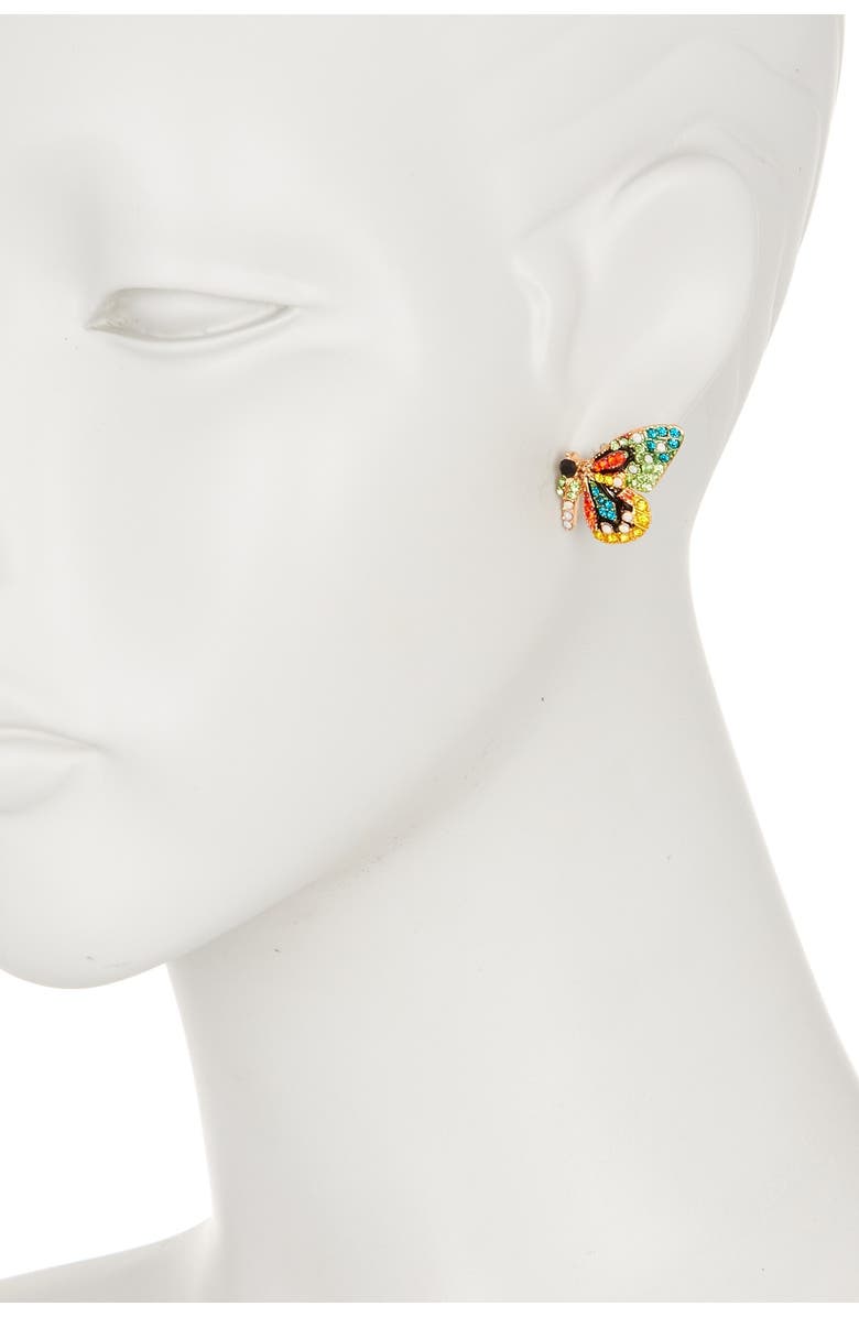 EYE CANDY LOS ANGELES Flutter Green Crystal Butterfly Earrings, Alternate, color, Multicolored