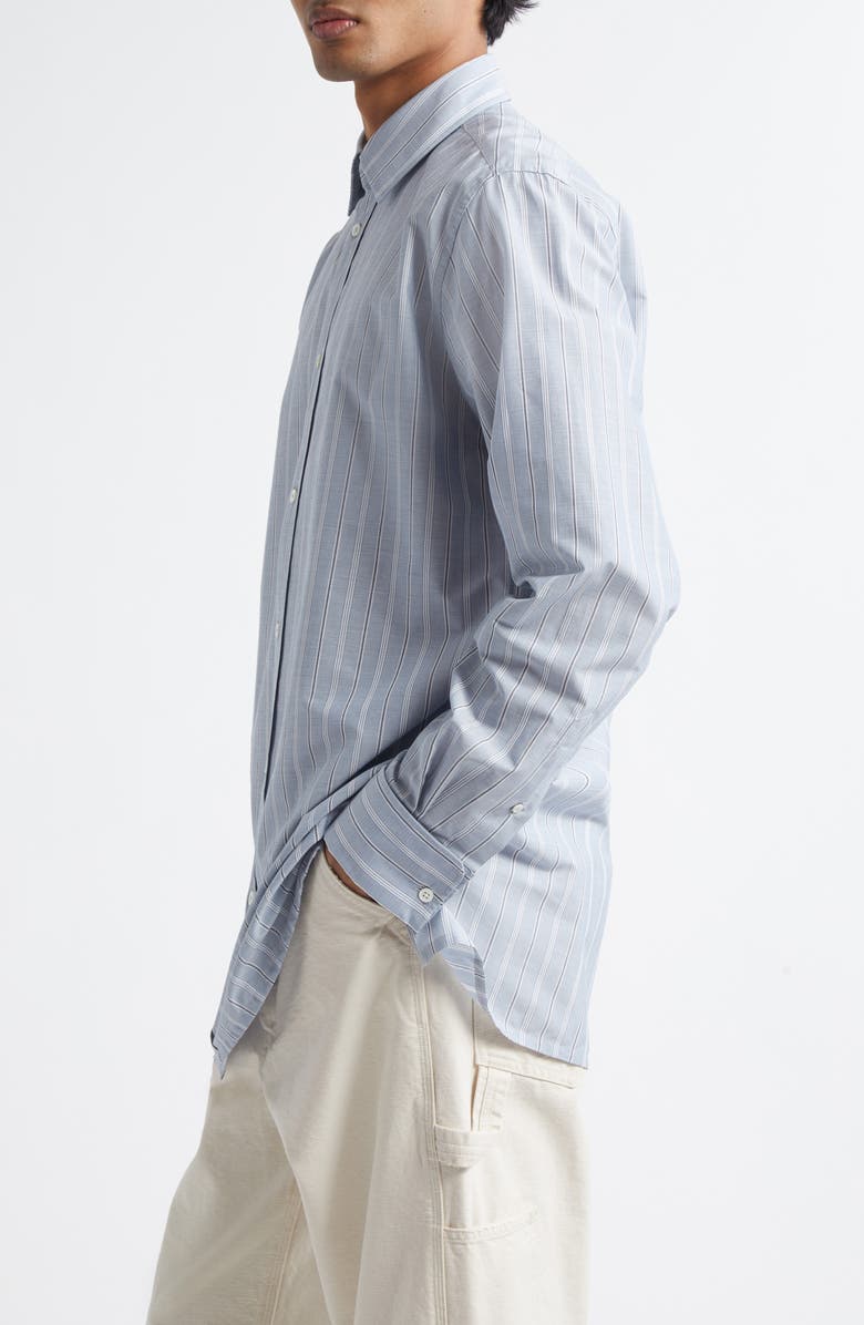 Maison Margiela Stripe Cotton Button-Up Shirt, Alternate, color, Blue