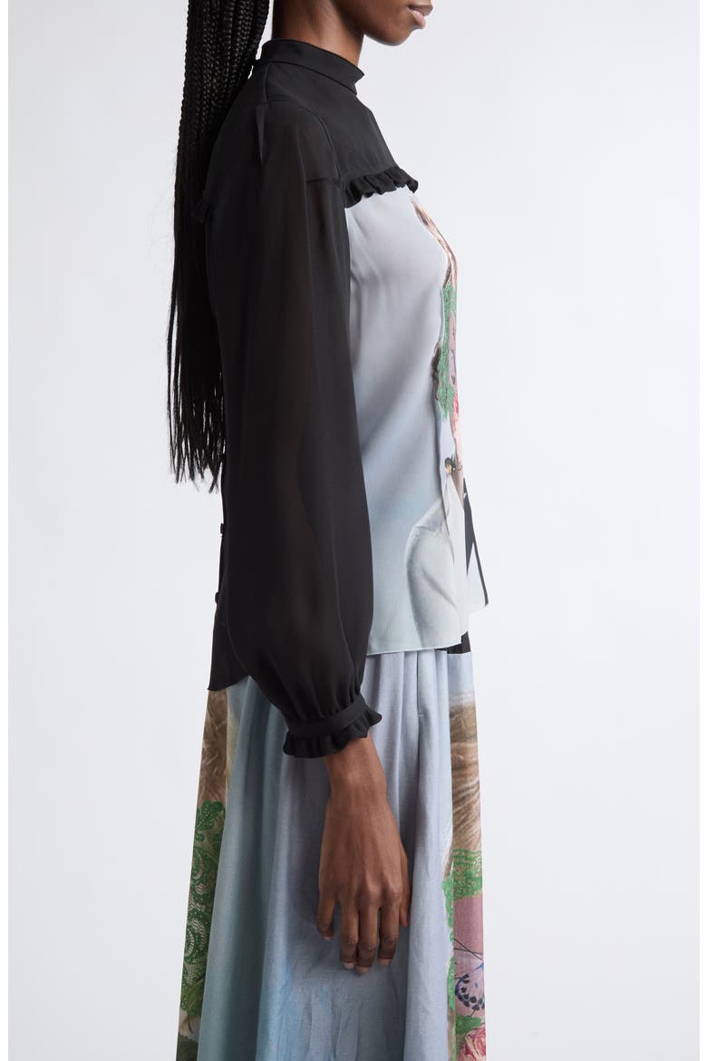 Ruffle Trim Top, Alternate, color, BLACK