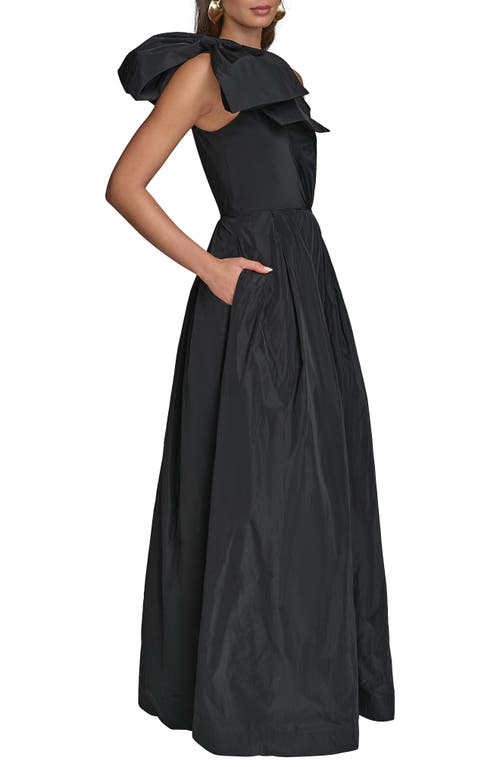 Donna Karan New York Bow One-shoulder Gown In Black