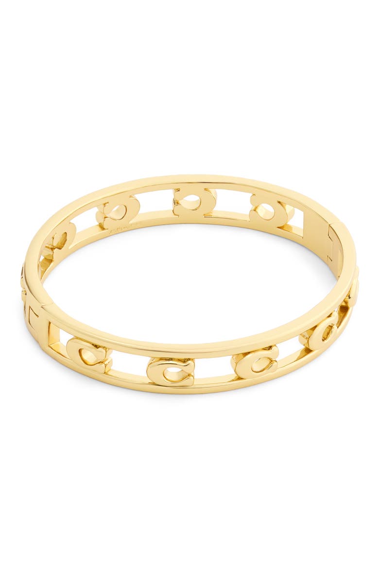 Sculpted C Hinge Bangle, Alternate, color, SHINY GOLD