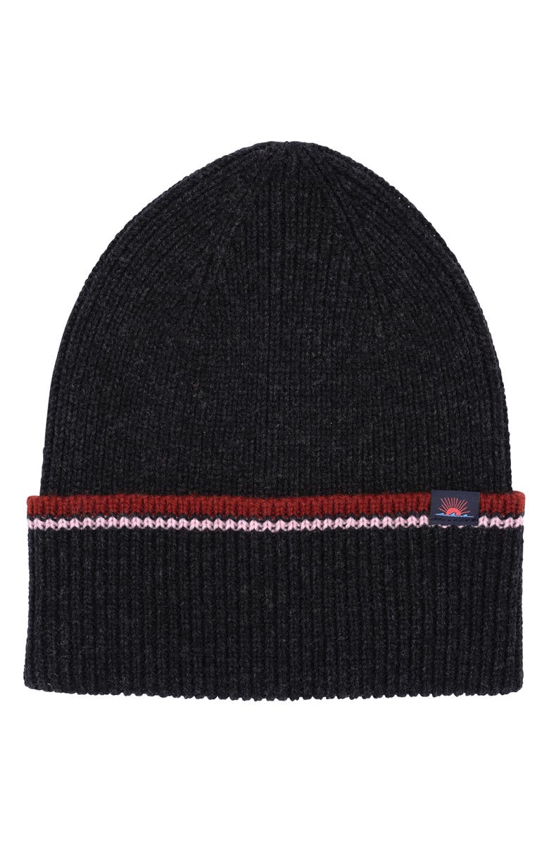 Faherty Retro Stripe Beanie, Main, color, Charcoal Hthr