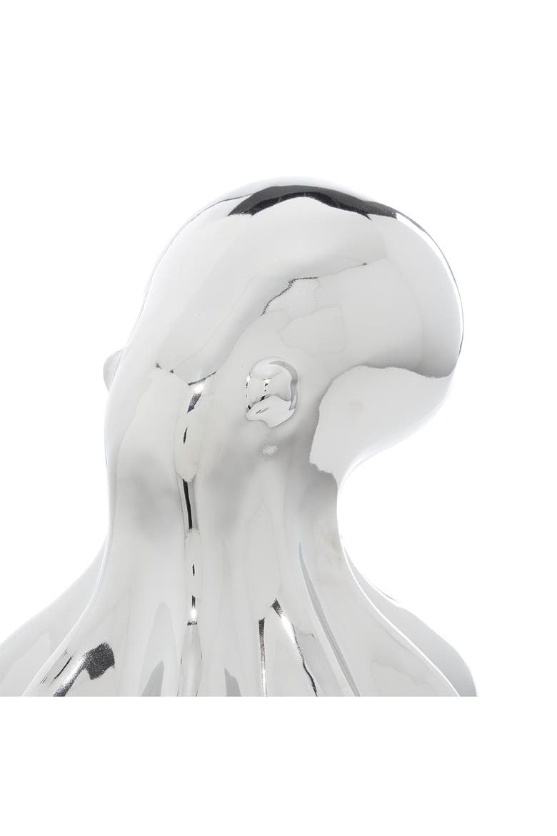 Silvertone Porcelain Tall Octopus Sculpture with Long Tentacles, Alternate, color, SILVER