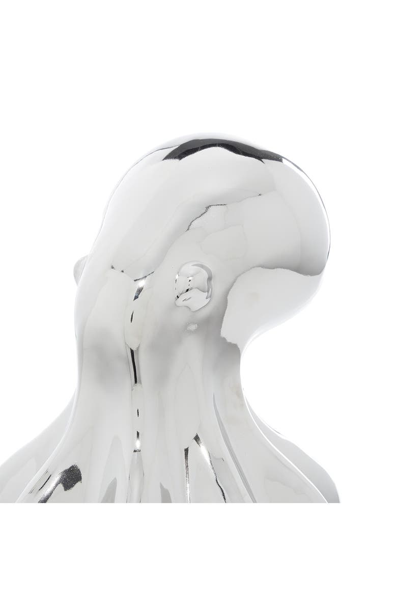 WILLOW ROW Silvertone Porcelain Tall Octopus Sculpture with Long Tentacles, Alternate, color, 