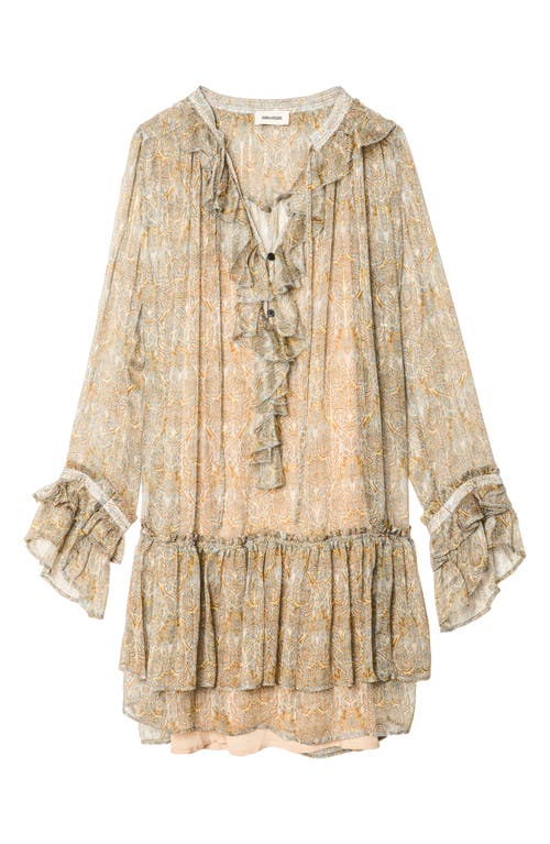 Zadig & Voltaire Alice Paisley Print Long Sleeve Minidress In Green