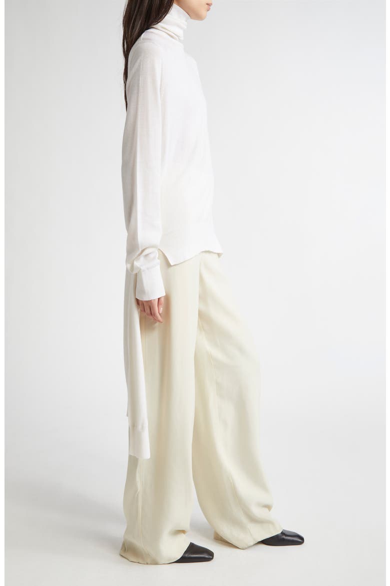 Double Sleeve Wool & Silk Turtleneck Sweater, Alternate, color, WHITE