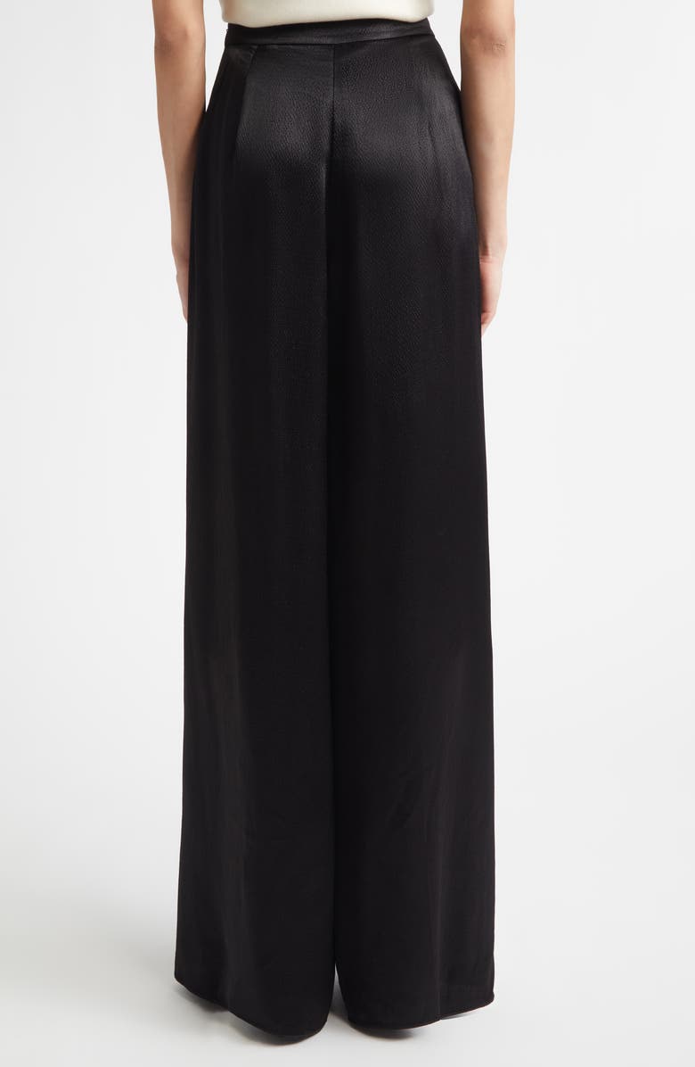 ST. JOHN Maddie Hammered Satin Wide Leg Pants, Alternate, color, Black