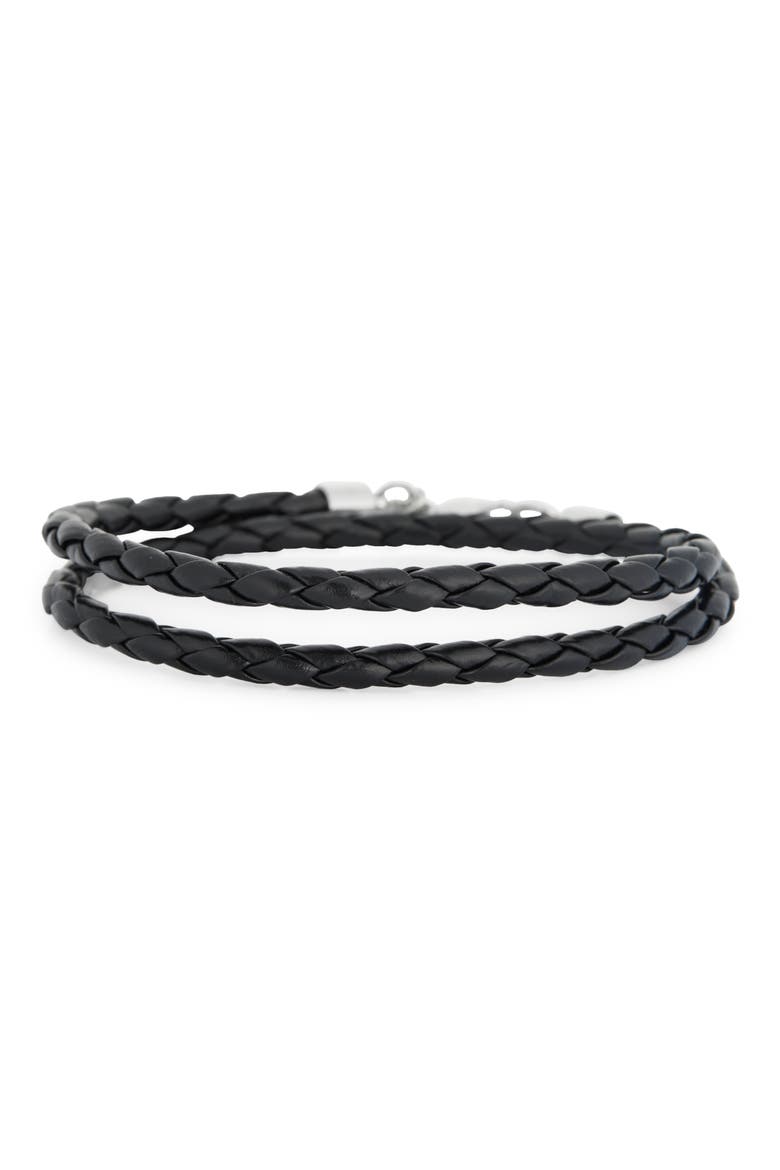 Men's Braided Wrap Bracelet, Alternate, color, BLACK