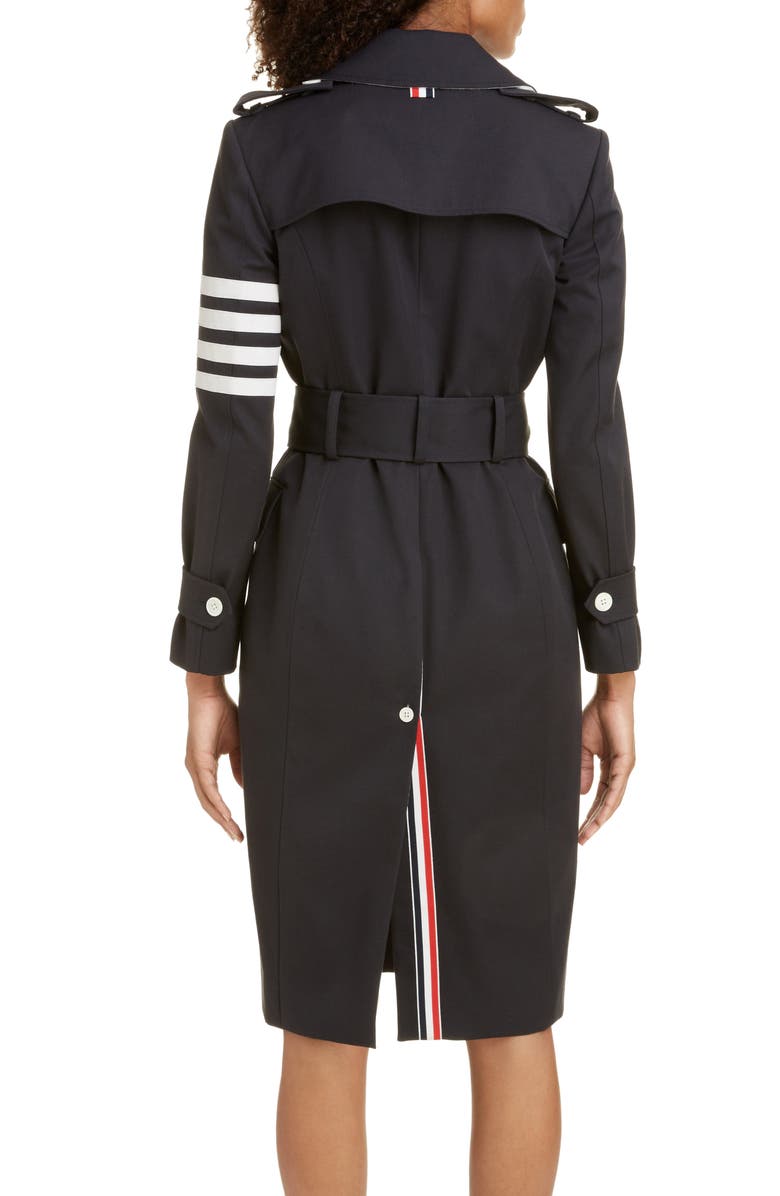Thom Browne Stripe Sleeve Waterproof Trench Coat, Alternate, color,