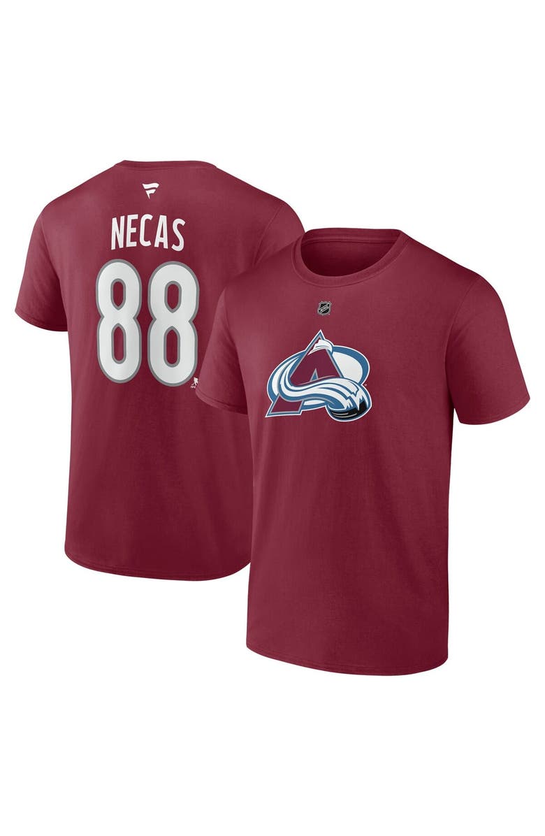 FANATICS Men's Fanatics Martin Necas Burgundy Colorado Avalanche Authentic Stack Name & Number T-Shirt, Alternate, color, 