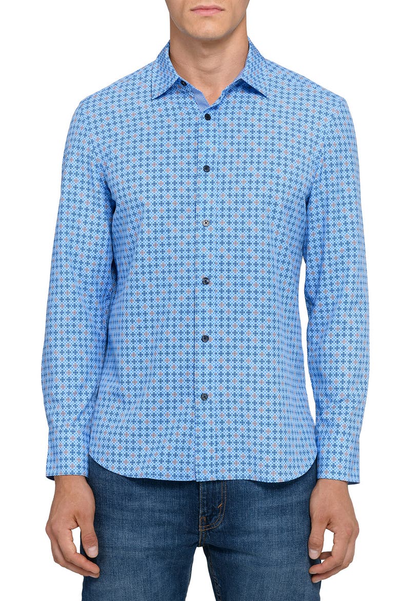 Quadruple Diamond Woven Long Sleeve Basic, Main, color, CHAMBRAY BLUE