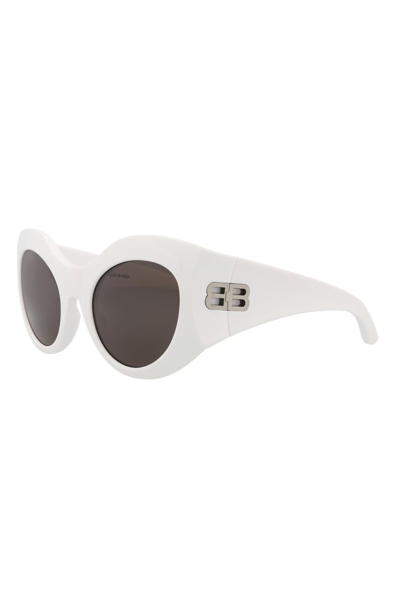 Balenciaga 56mm Oval Sunglasses, Alternate, color, White White Grey