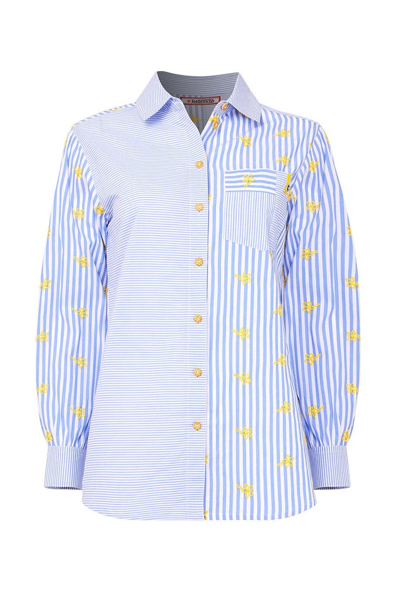Embroidered Cotton Shirt, Alternate, color, STRIPED FLORAL EMBROIDERY