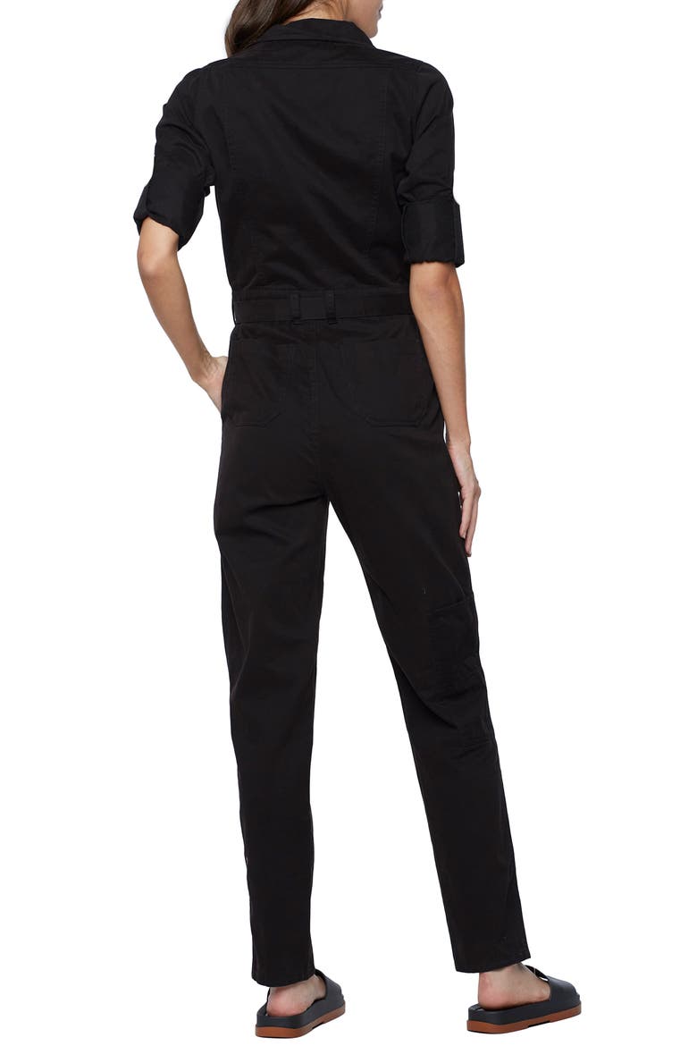 Hi-Bar Long Sleeve Denim Jumpsuit, Alternate, color, BLACK