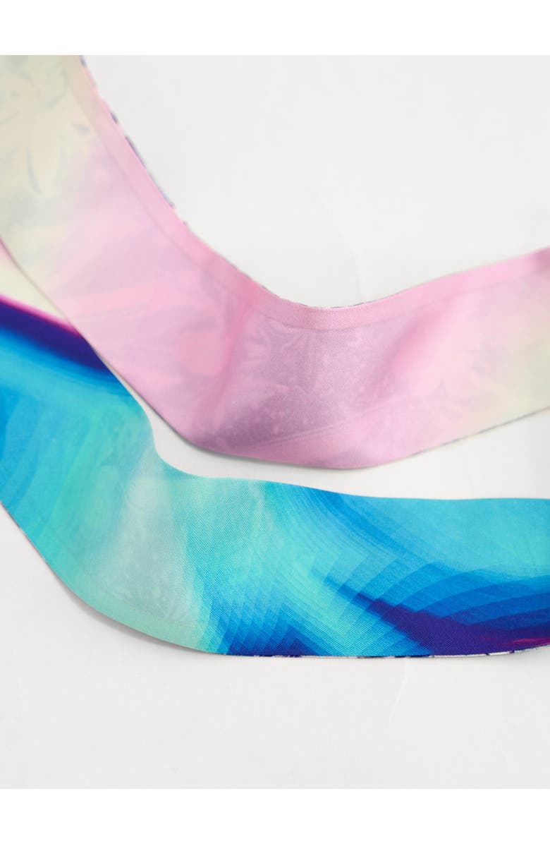 Lost Pattern X NYBG "Orchid Neon" Silk Twill Skinny Scarf, Alternate, color, Pink & Blue