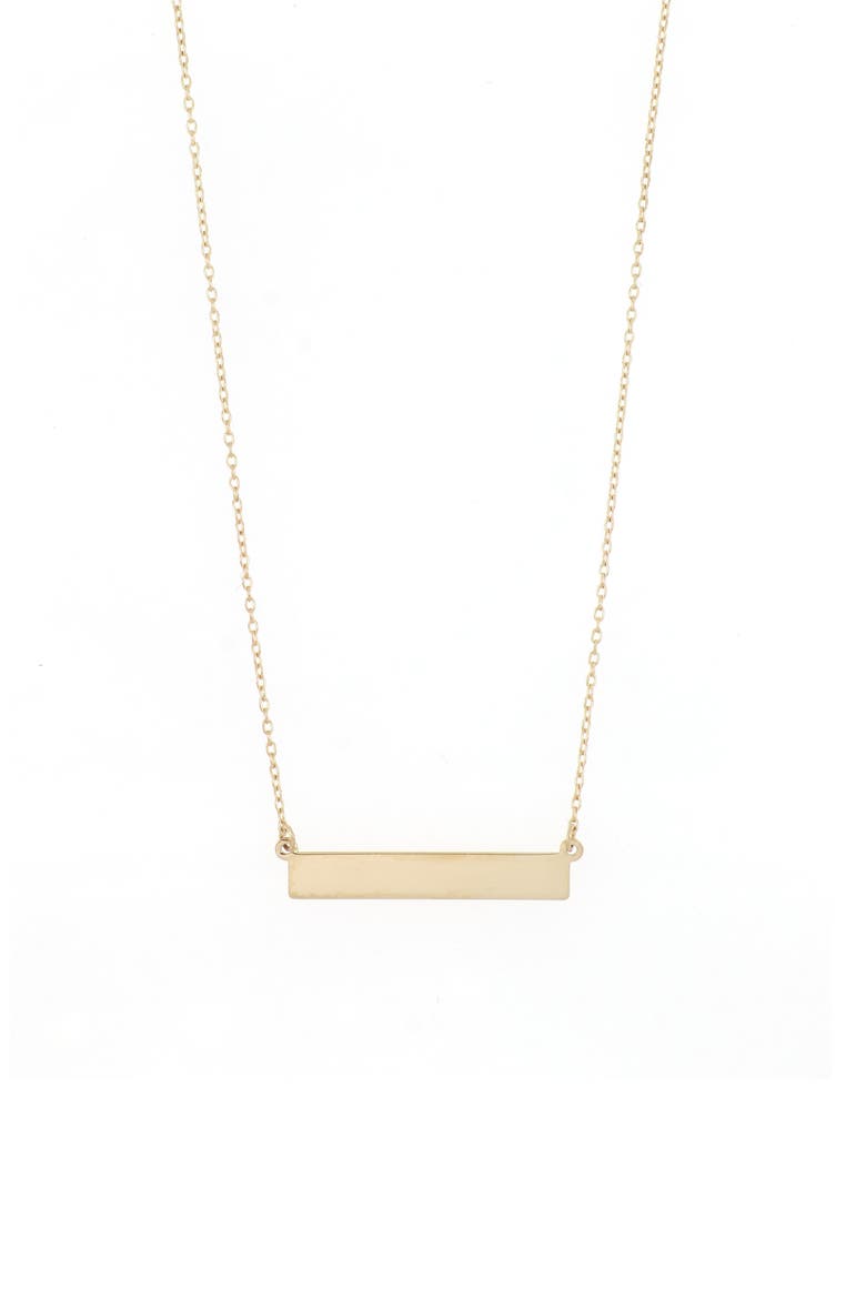 14K Gold Engravable Small Bar Pendant Necklace (Nordstrom Exclusive), Main, color, 14K YELLOW GOLD
