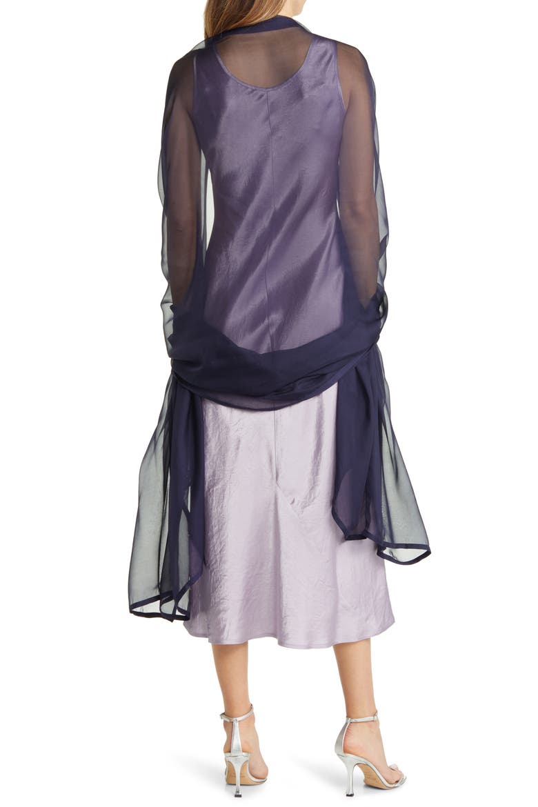 Satin Border Silk Chiffon Scarf, Alternate, color, NAVY EVENING