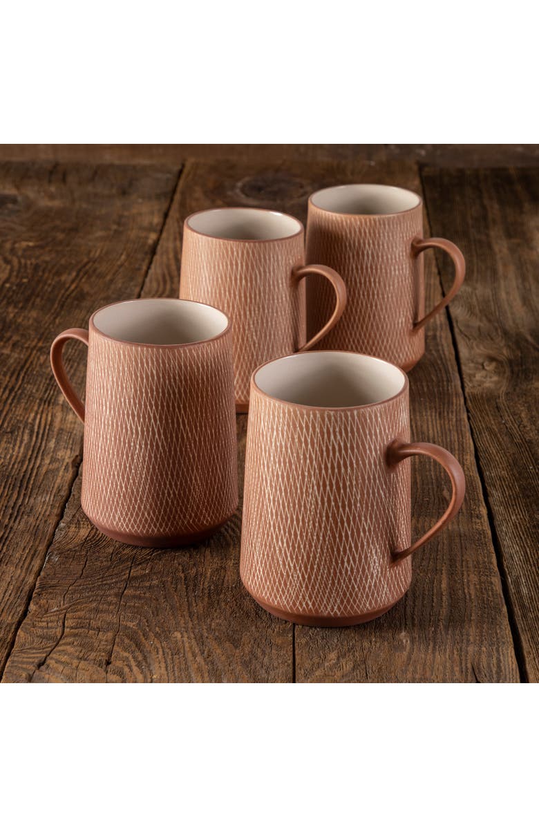 Be Home Crosshatch Mugs - Set of 4, Alternate, color, Rust