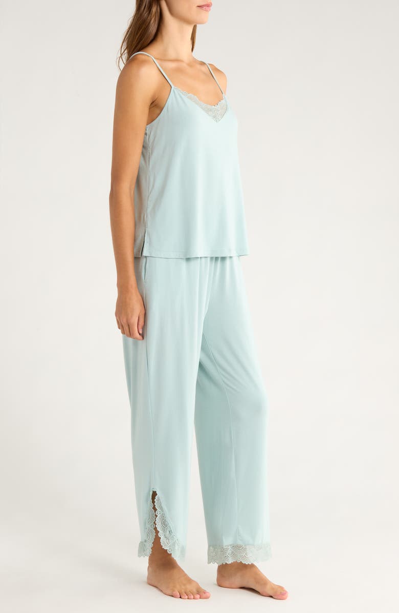 Nordstrom Moonlight Eco Lace Trim Pajamas, Alternate, color, Teal Mist
