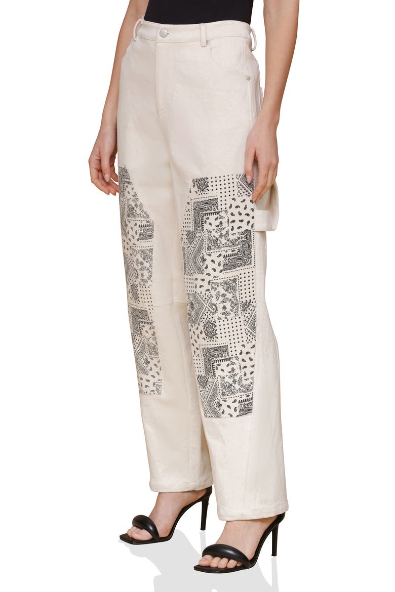 Mixed Media Carpenter Pants, Alternate, color, ECRU BANDANA