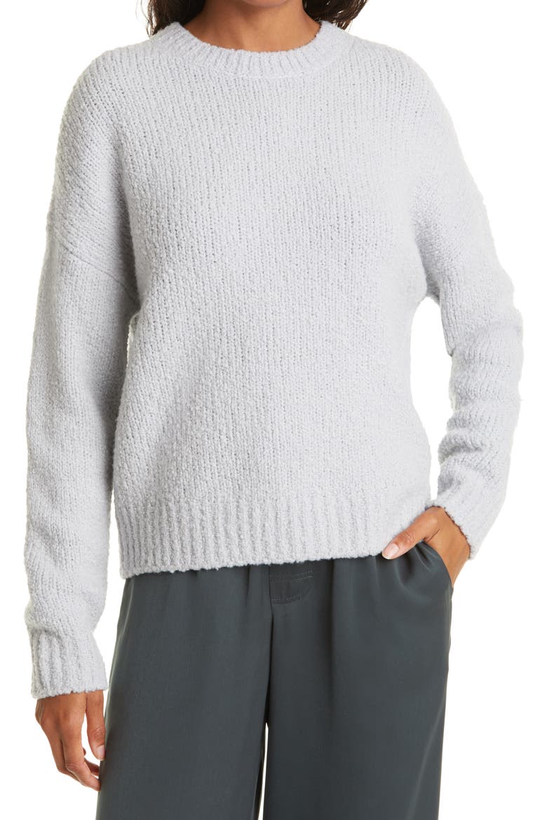 Slub Wool Blend Crewneck Sweater, Main, color, PLATINUM BLUE