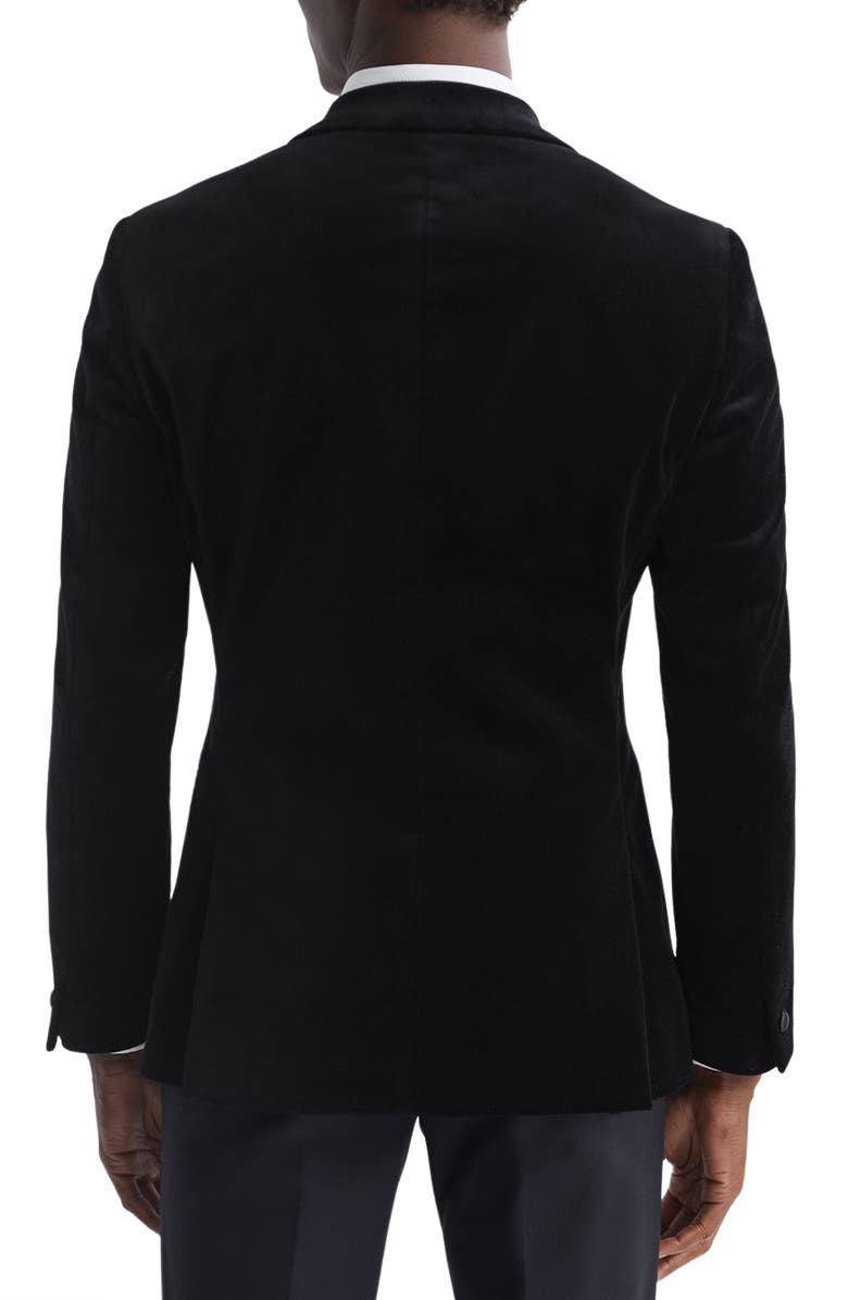 Reiss Ace Black Cotton Stretch Velvet Dinner Jacket, Alternate, color, Black