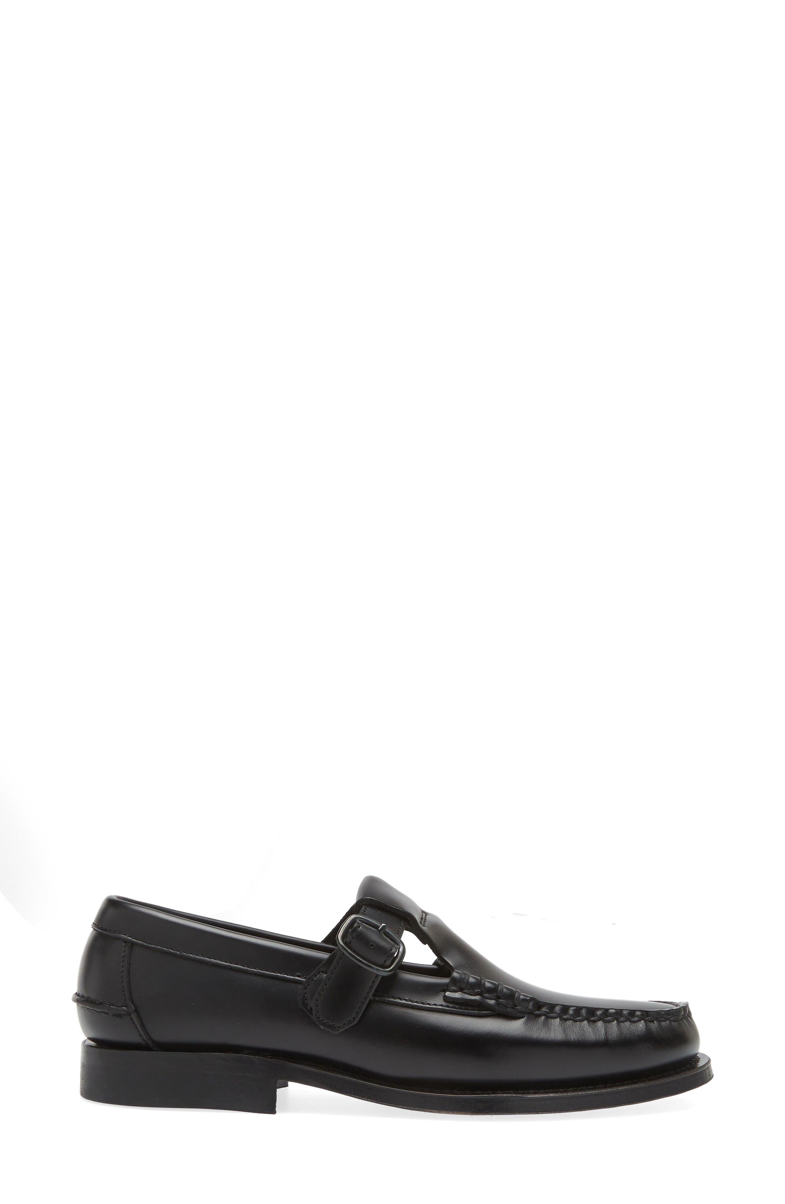 Alber T-Strap Loafer, Alternate, color, BLACK