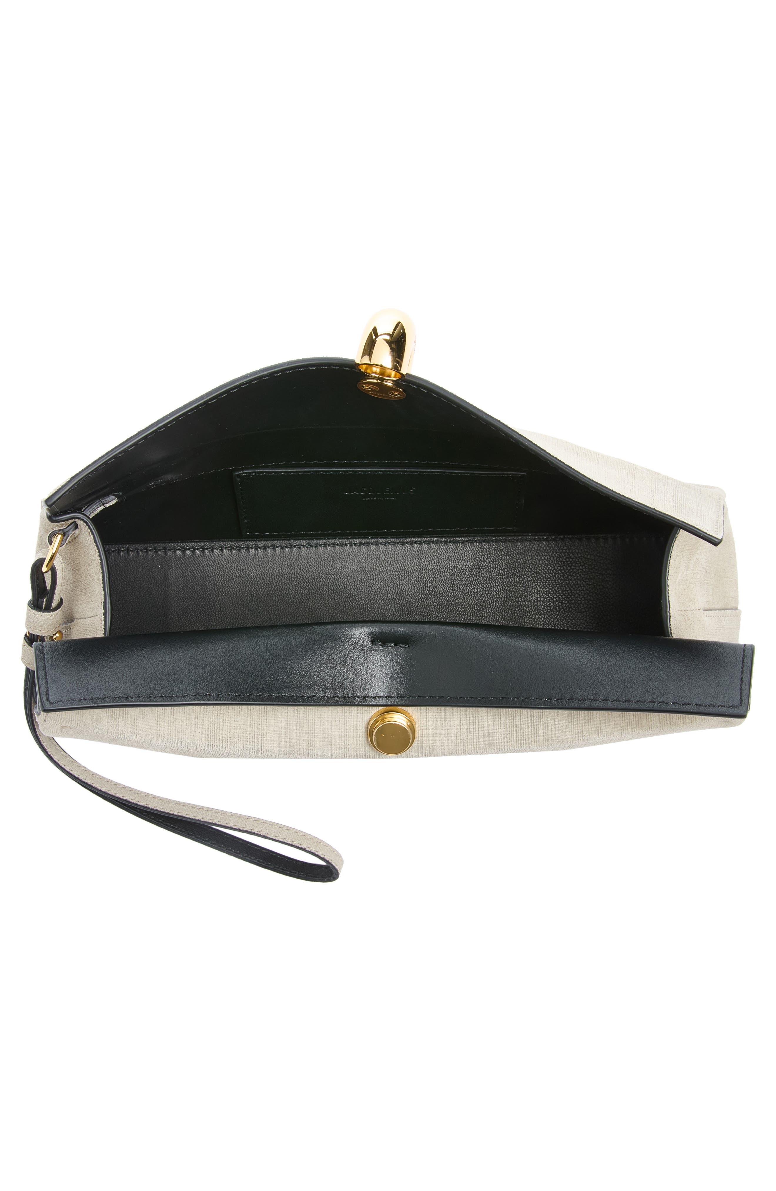 The Valérie Linen Effect Leather Clutch, Alternate, color, GREIGE / BLACK 1PV