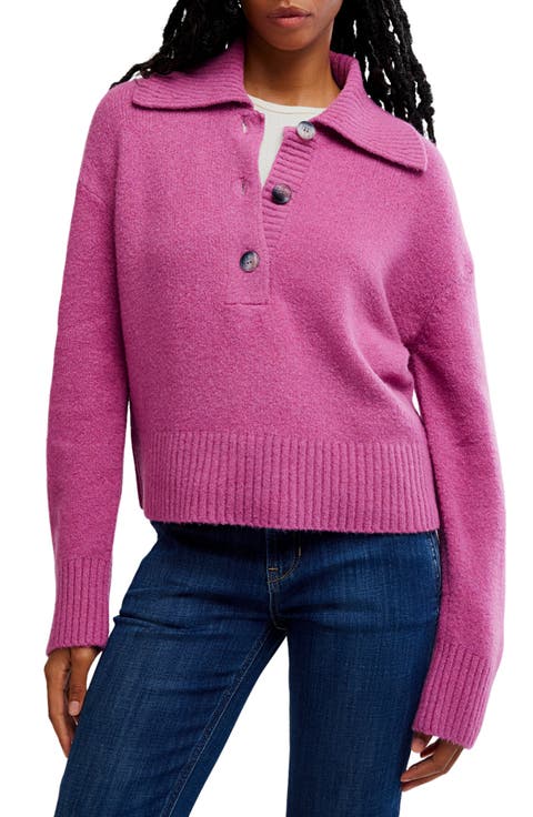 Trading Up Cotton Blend Polo Sweater