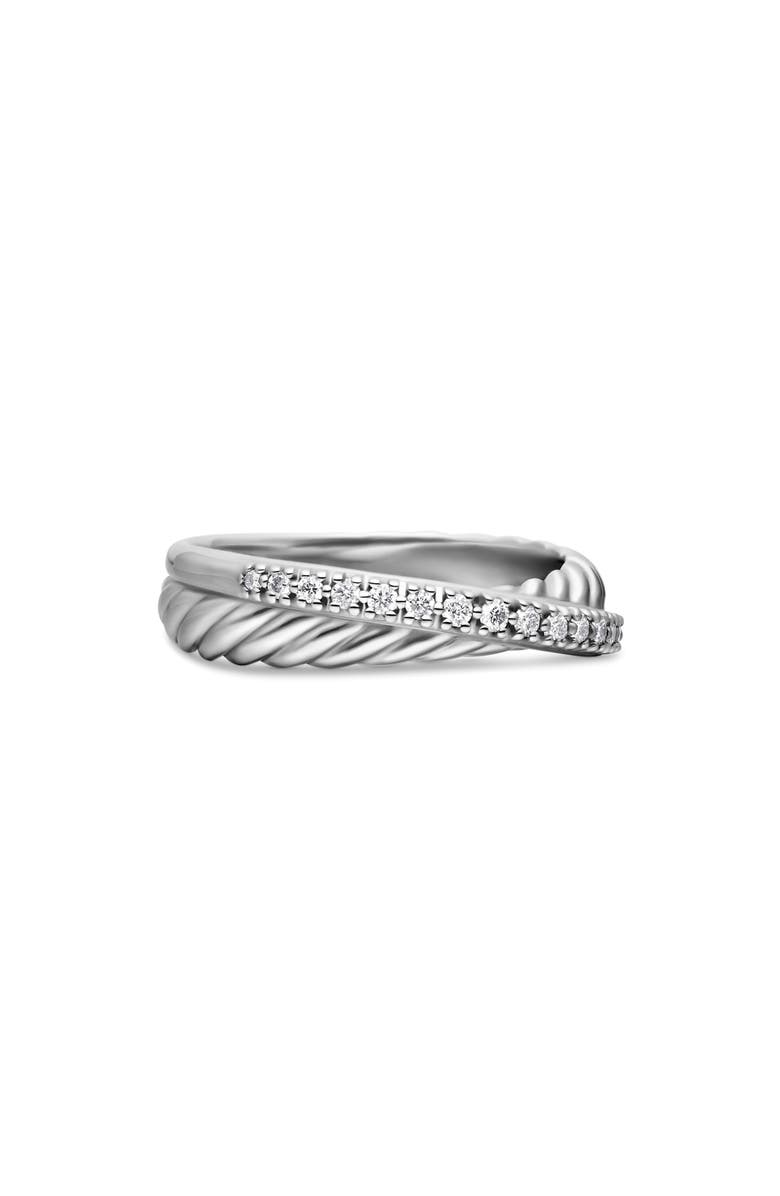 David Yurman Crossover Ring with Diamonds, Alternate, color, Silver