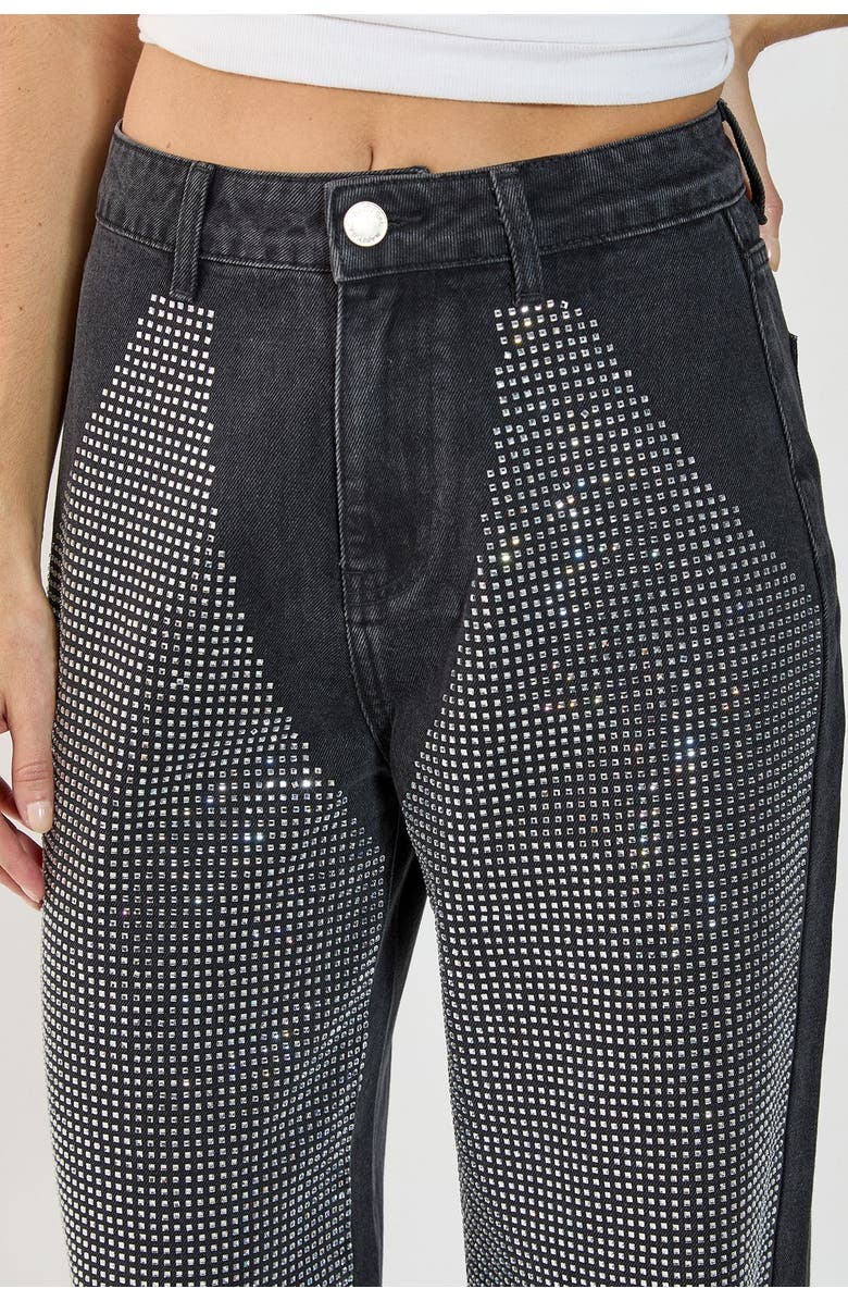 NASTY GAL Diamante Denim Chap Jeans, Alternate, color, Washed Black
