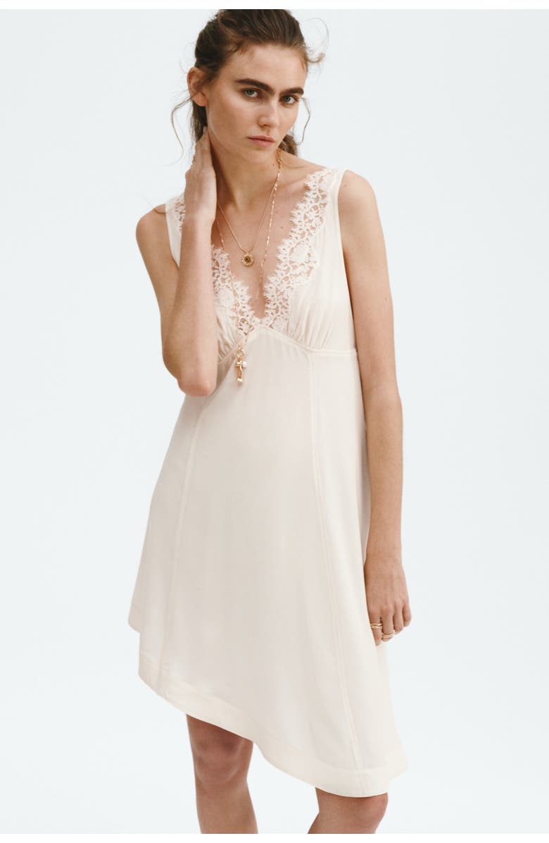 H&M Lace-trimmed Dress, Alternate, color, Cream