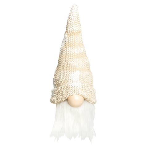 Resin Cream Christmas Knit Cap Gnome Figurine
