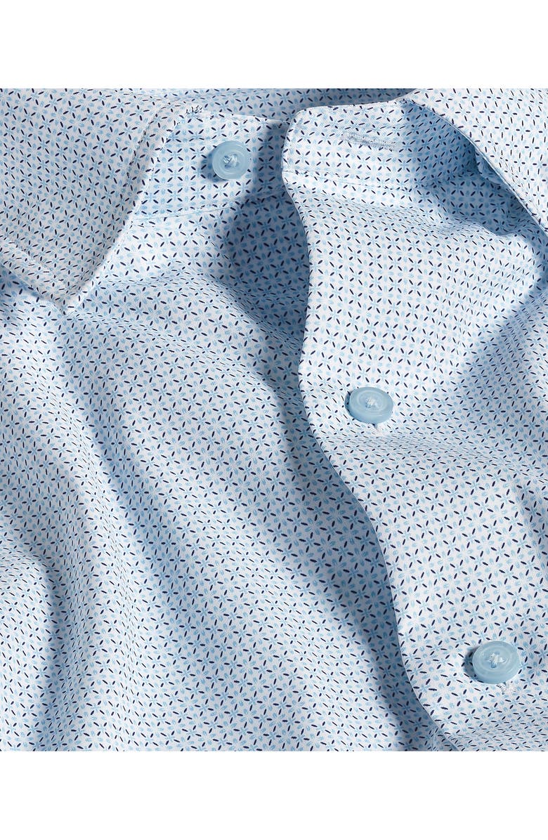 David Donahue Neat Print Performance Sport Shirt, Alternate, color, White/ Sky