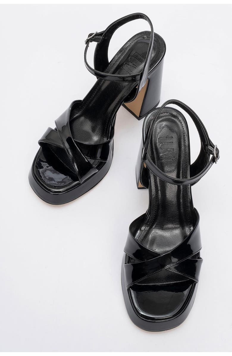 Forever & Always Shoes Yvonne Platform Sandals, Alternate, color, Black Patent