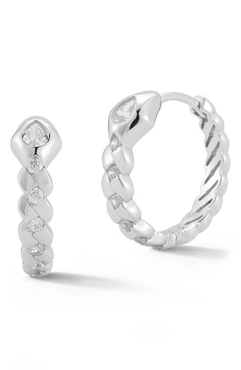 Cubic Zirconia Snake Huggie Hoop Earrings