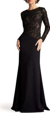 Tadashi Shoji Embroidered Lace Long Sleeve Gown
