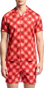 Psycho Bunny Paros Wave Print Lyocell Camp Shirt