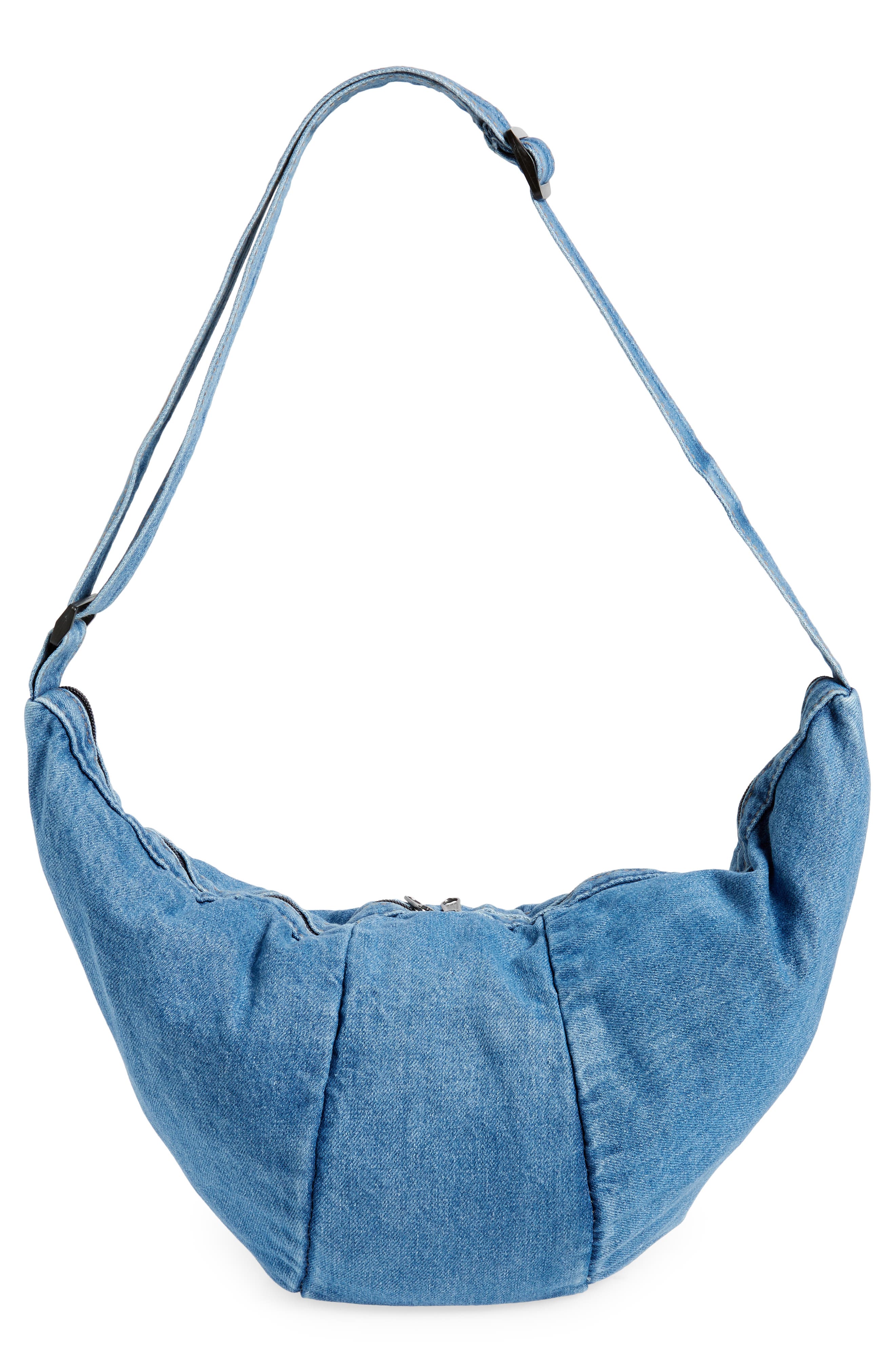 Rainbow Unicorn Birthday Surprise Denim Crossbody Bag, Alternate, color, 