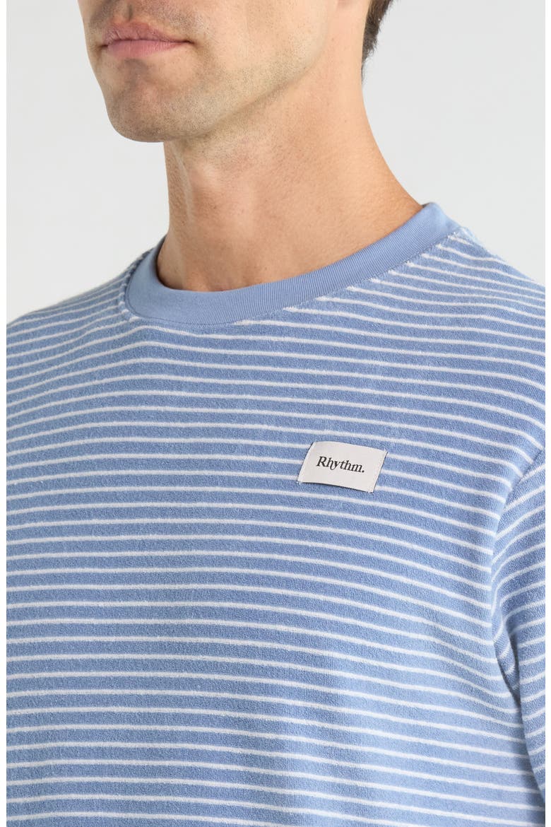 Stripe Cotton Blend Terry T-Shirt, Alternate, color, BLUE