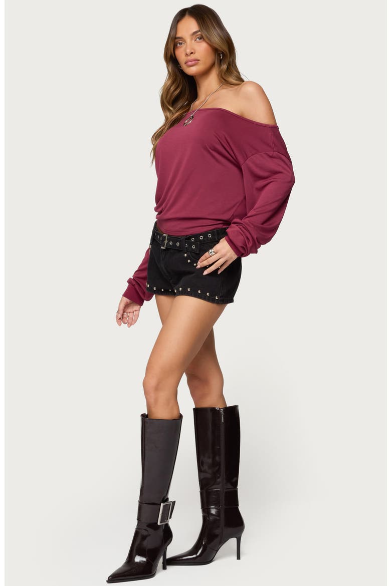 Nannie Oversize Off the Shoulder Top, Alternate, color, BURGUNDY