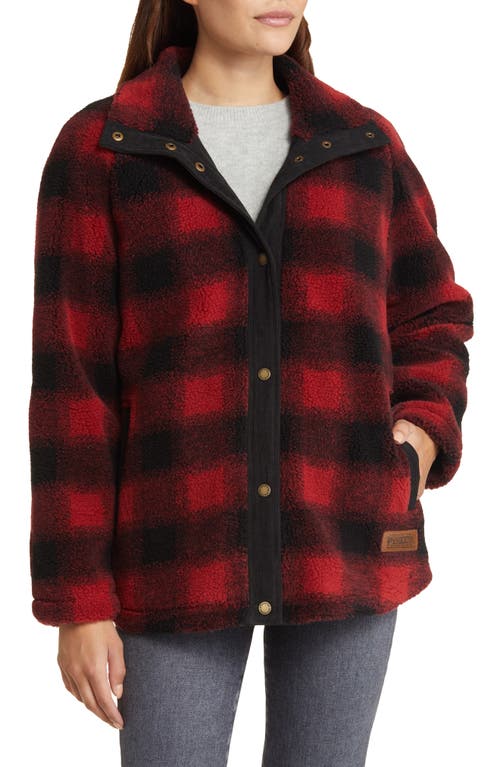 Pendleton Women's Windom Stand-collar Plaid Jacket In Red/black Buffalo