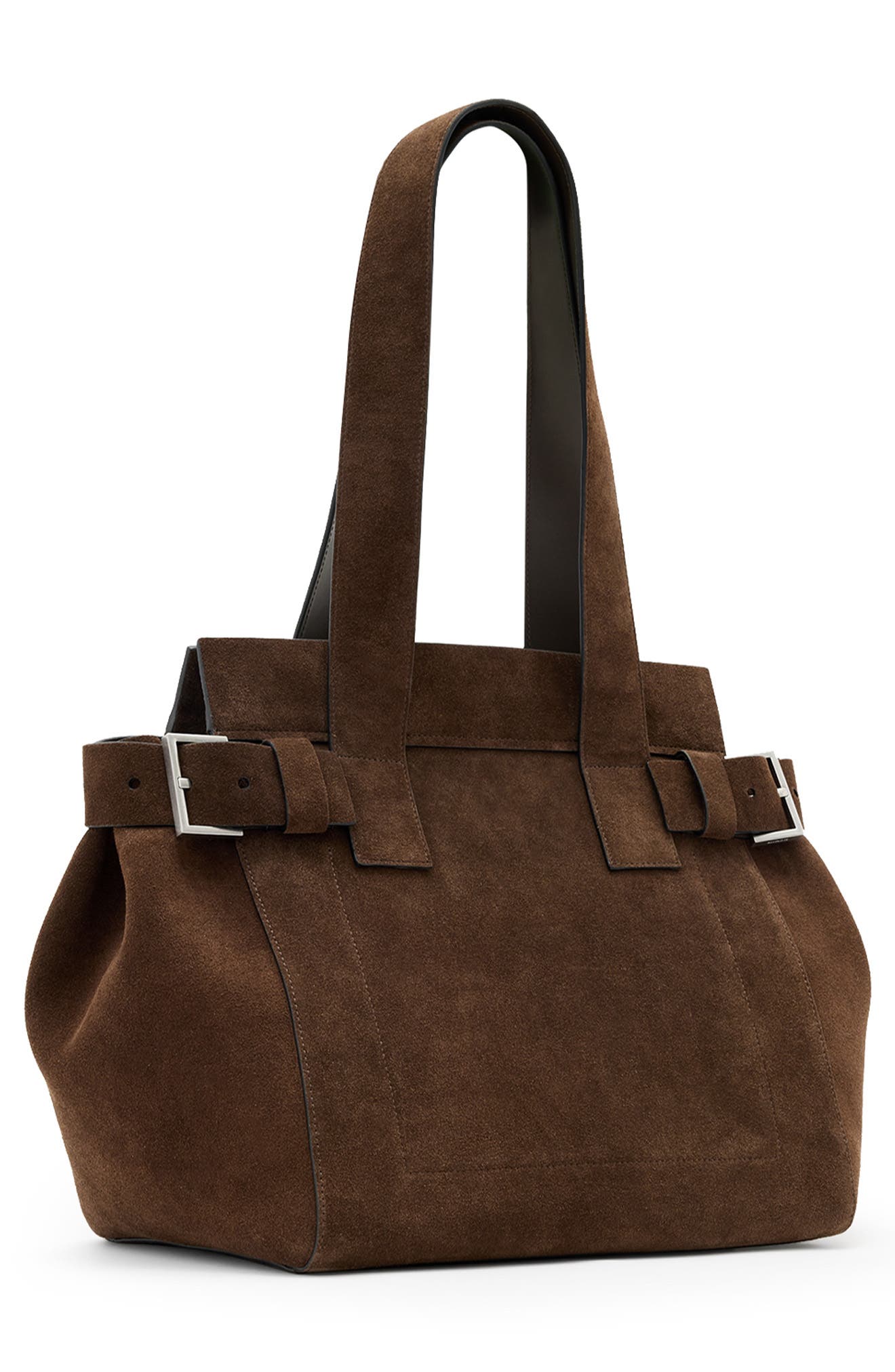 AllSaints Perez Suede Tote, Alternate, color, Fango Brown