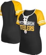New Era Women's New Era Black Pittsburgh Steelers Raglan Lace-Up T-Shirt